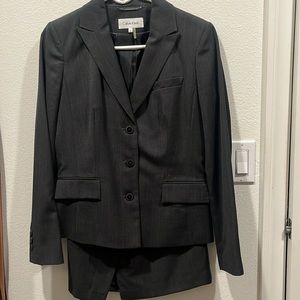 Dark gray pin stripe Calvin Klein women’s skirt suit